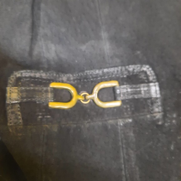 Vtg Bagatelle Button front Black suede Vest with horsebit design on pockets Lg - Picture 4 of 7